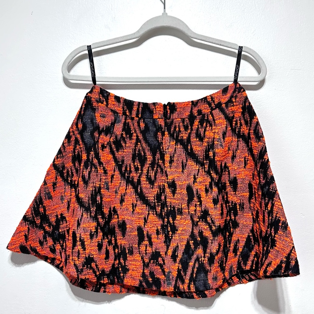 NWOT Topshop Orange Black Skater Skirt Size 6